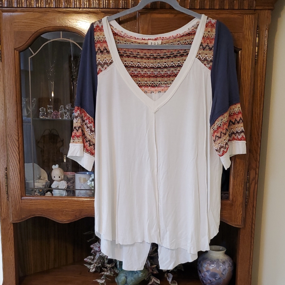 Pol Women's Multicolor Patterned Sleeve Top